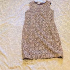 Anne Klein tan crochet overlay dress